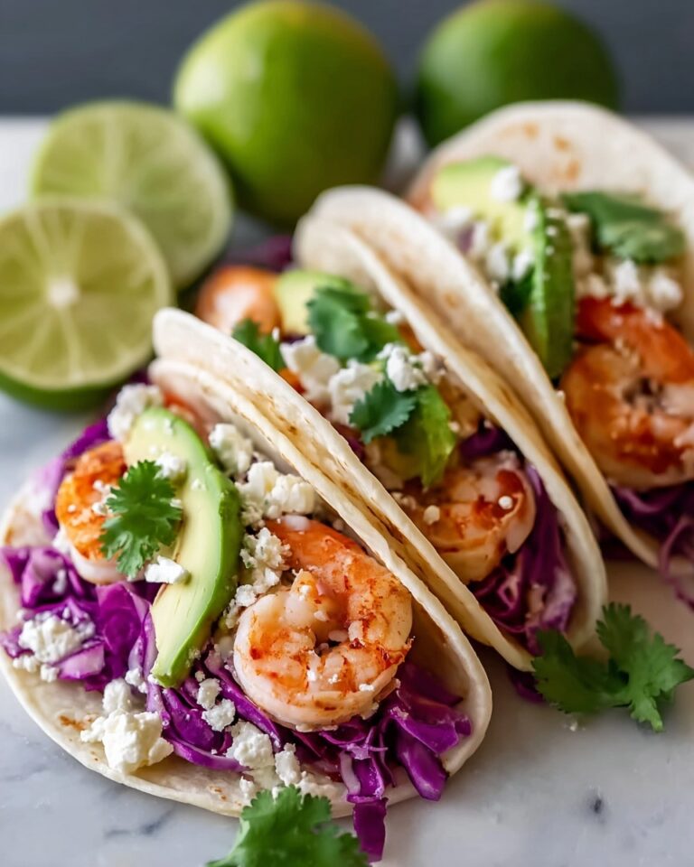 Shrimp Tacos with Cilantro-Lime Sauce and Fresh Toppings Recipe