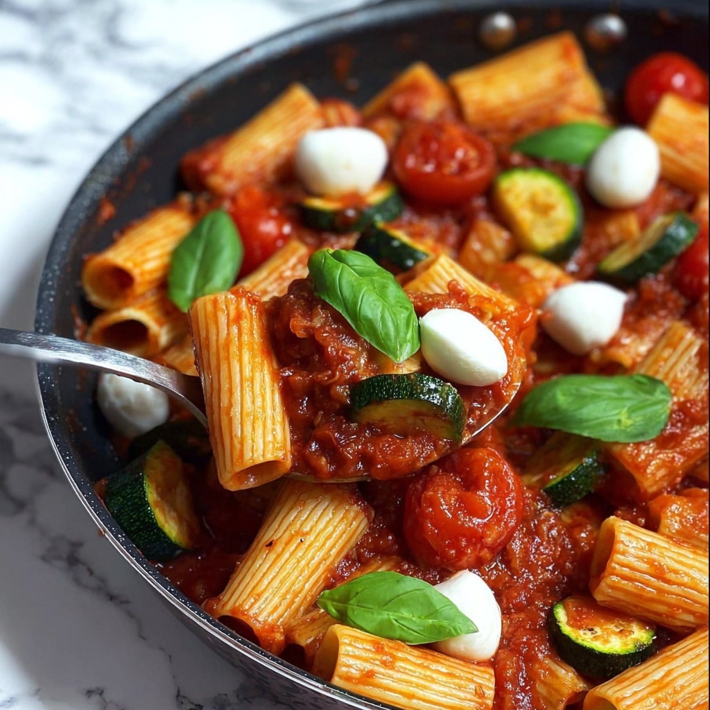 Rigatoni with Sausage, Cherry Tomatoes, and Zucchini Recipe - Recipe Image