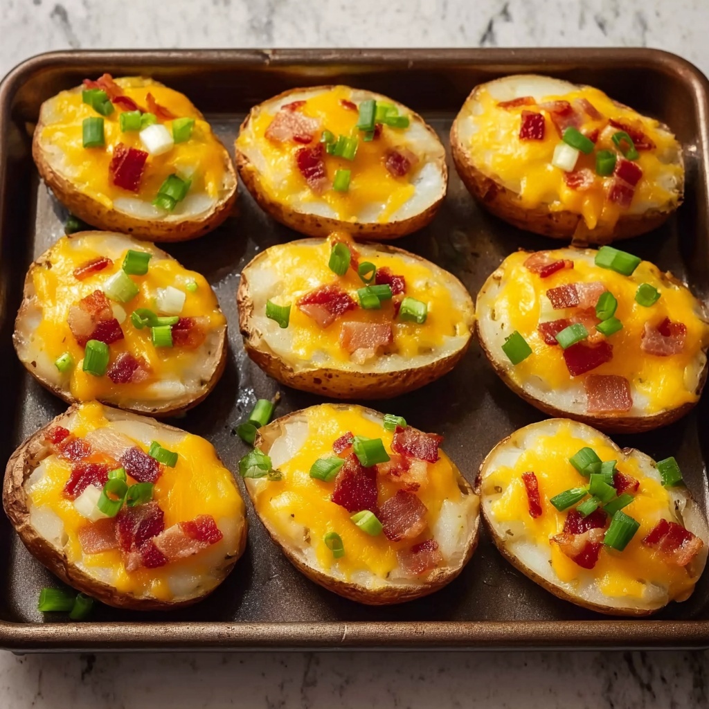 Baked Potato Rounds with Cheddar, Bacon, and Green Onions Recipe - Recipe Image