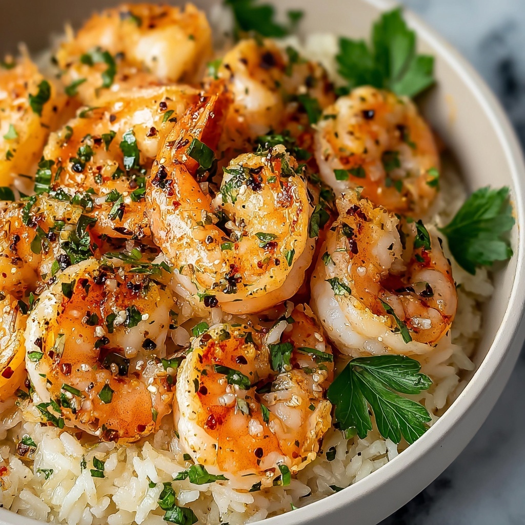 Creamy Garlic Butter Shrimp Bowl with Herb Rice Recipe - Recipe Image