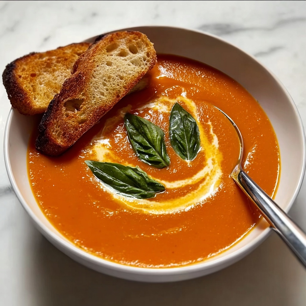 Creamy Roasted Tomato Basil Soup Recipe - Recipe Image