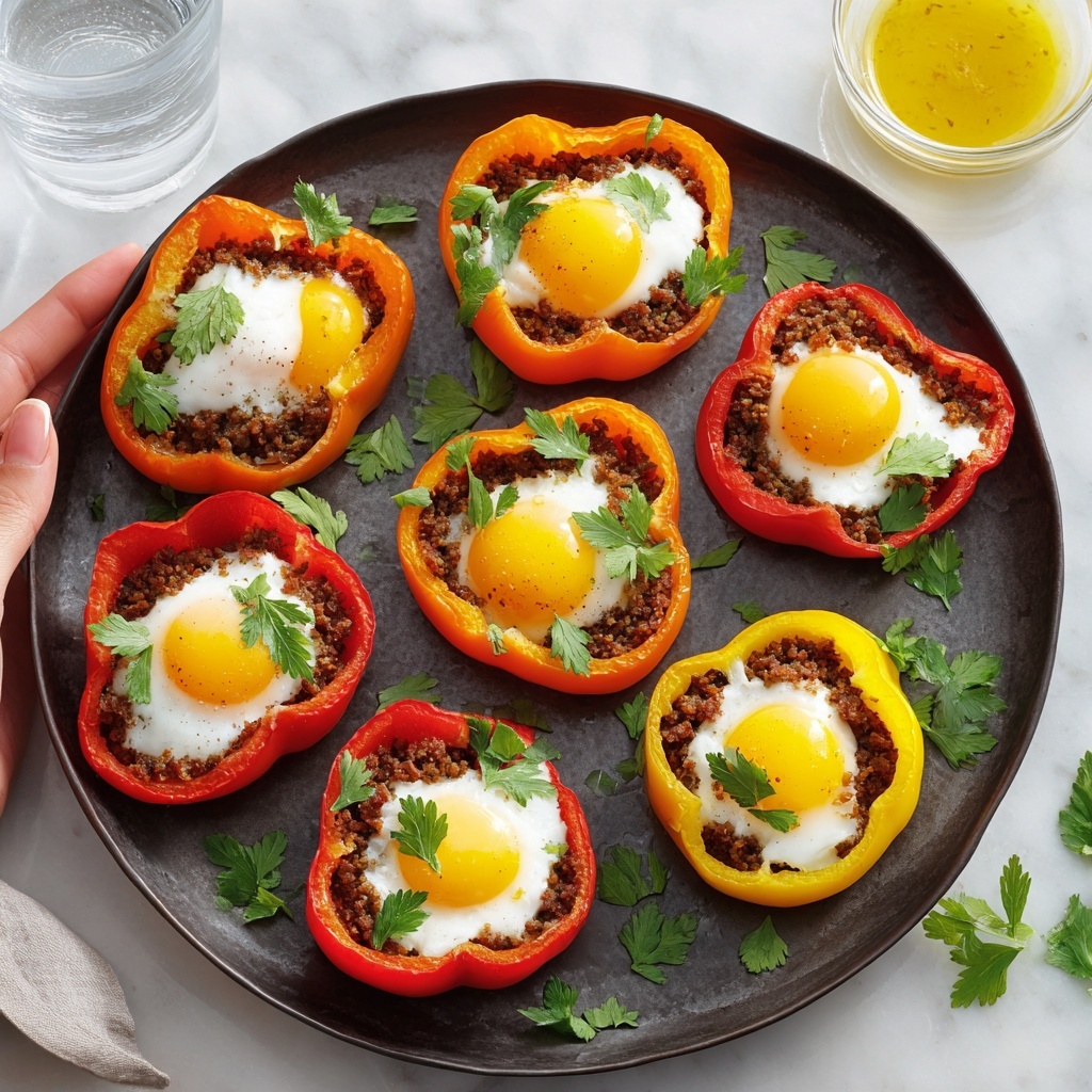Baked Eggs in Bell Pepper Rings Recipe - Recipe Image
