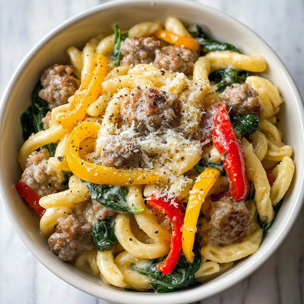 Creamy Sausage and Peppers Pasta Recipe - Recipe Image