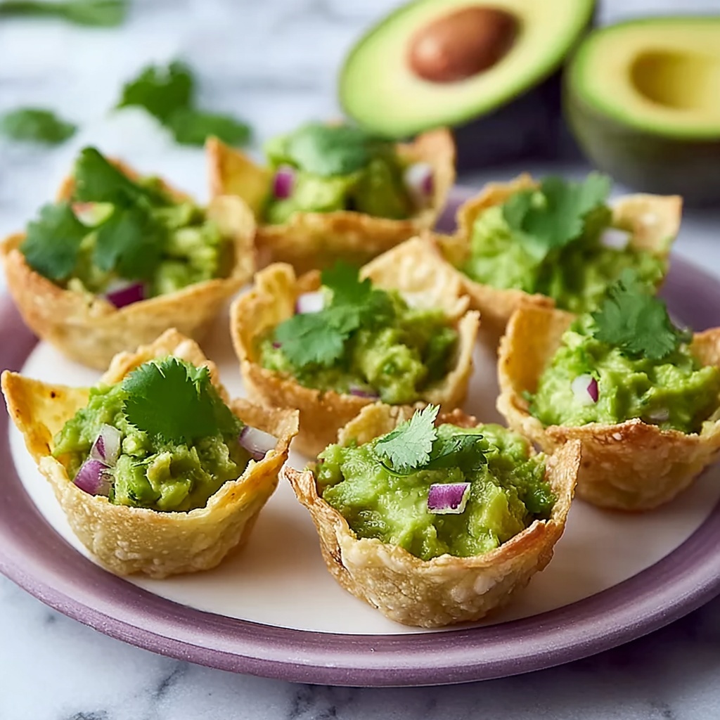 Baked Wonton Guacamole Cups Recipe - Recipe Image
