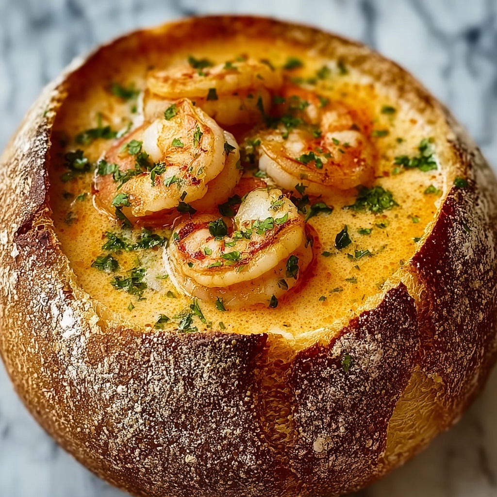 Stuffed Seafood Soup Bread Bowl Recipe - Recipe Image