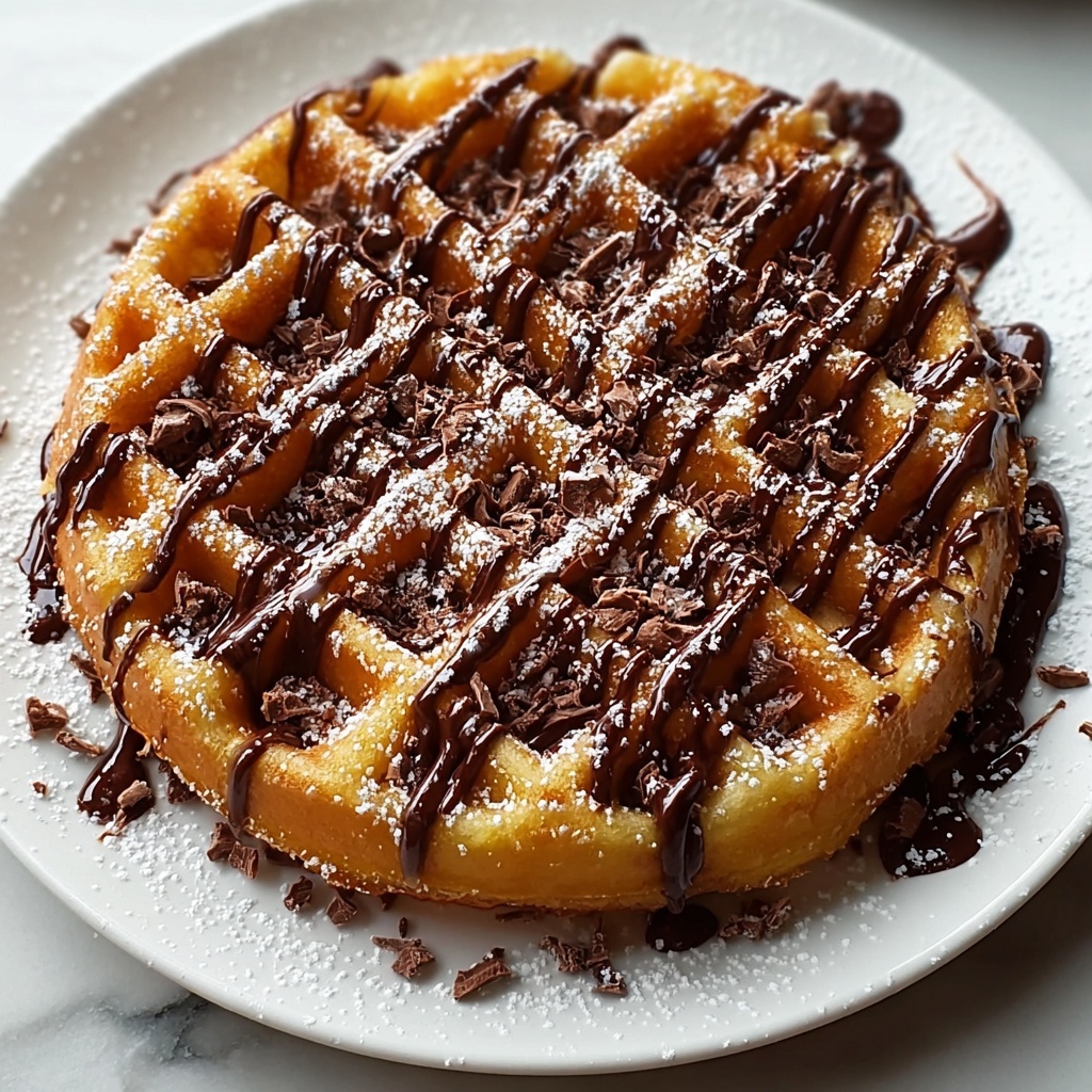 Crispy Homemade Funnel Cake with Chocolate Drizzle Recipe - Recipe Image