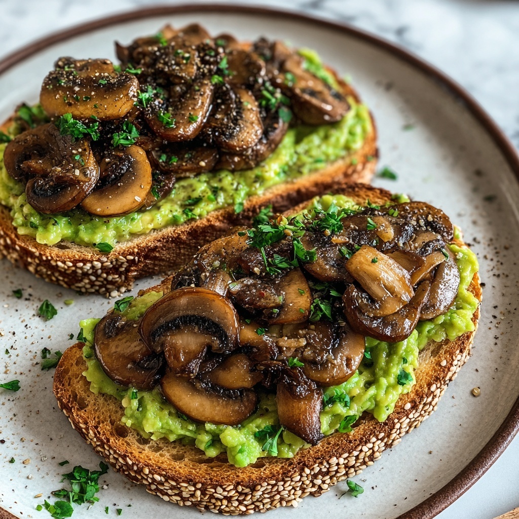 Garlicky Avocado Mushroom Toast Recipe - Recipe Image