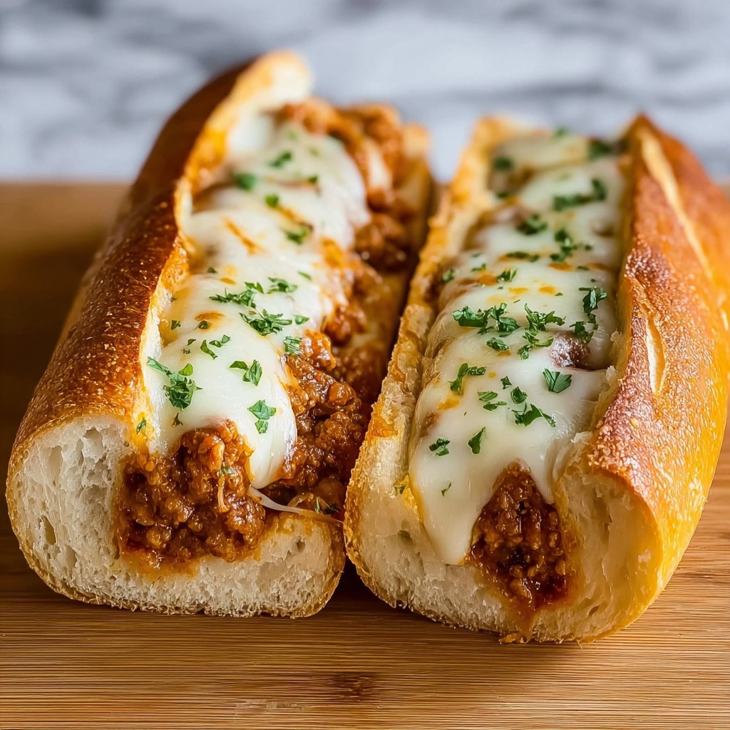 Lasagna Stuffed Garlic Bread Recipe - Recipe Image