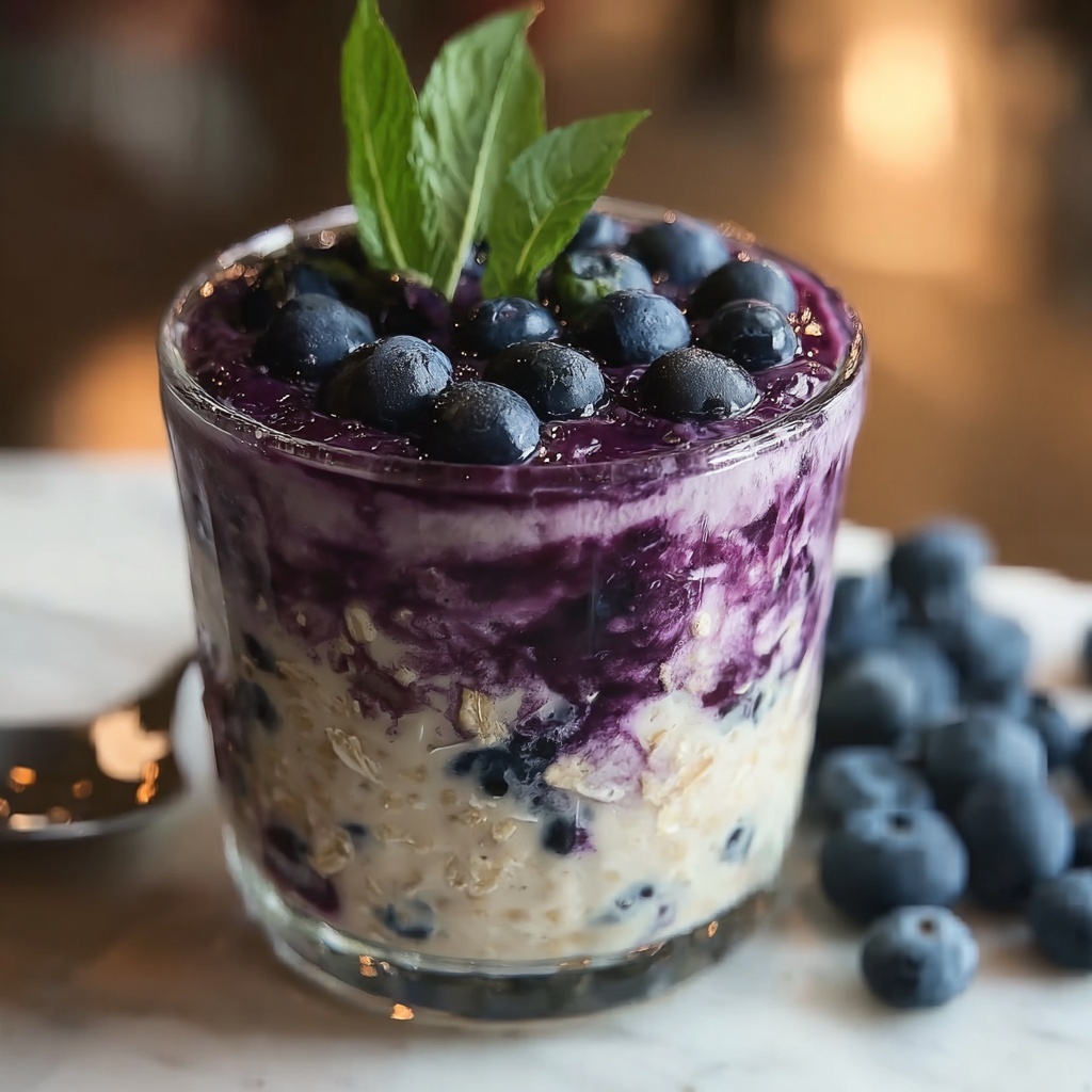Blueberry Cheesecake Overnight Oats Recipe - Recipe Image
