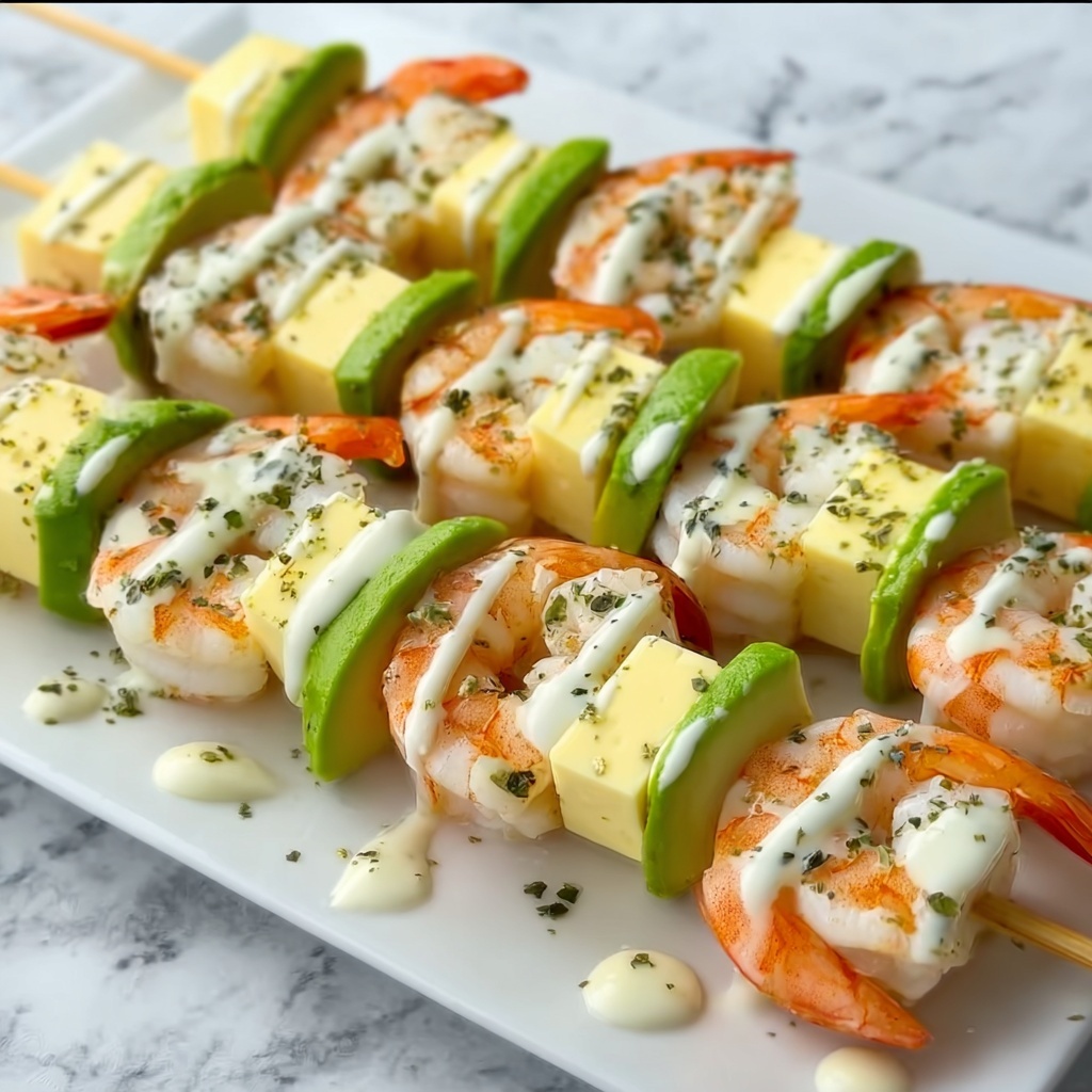 Shrimp and Avocado Skewers with Lime Dressing Recipe - Recipe Image
