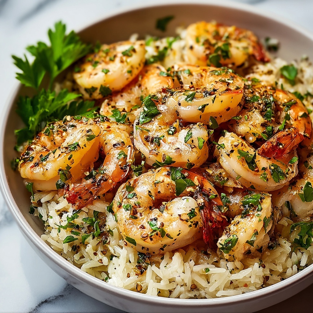 Creamy Garlic Butter Shrimp Bowl with Herb Rice Recipe - Recipe Image