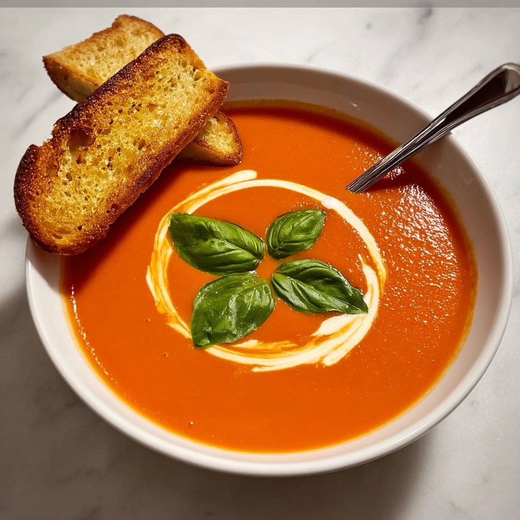 Creamy Roasted Tomato Basil Soup Recipe - Recipe Image
