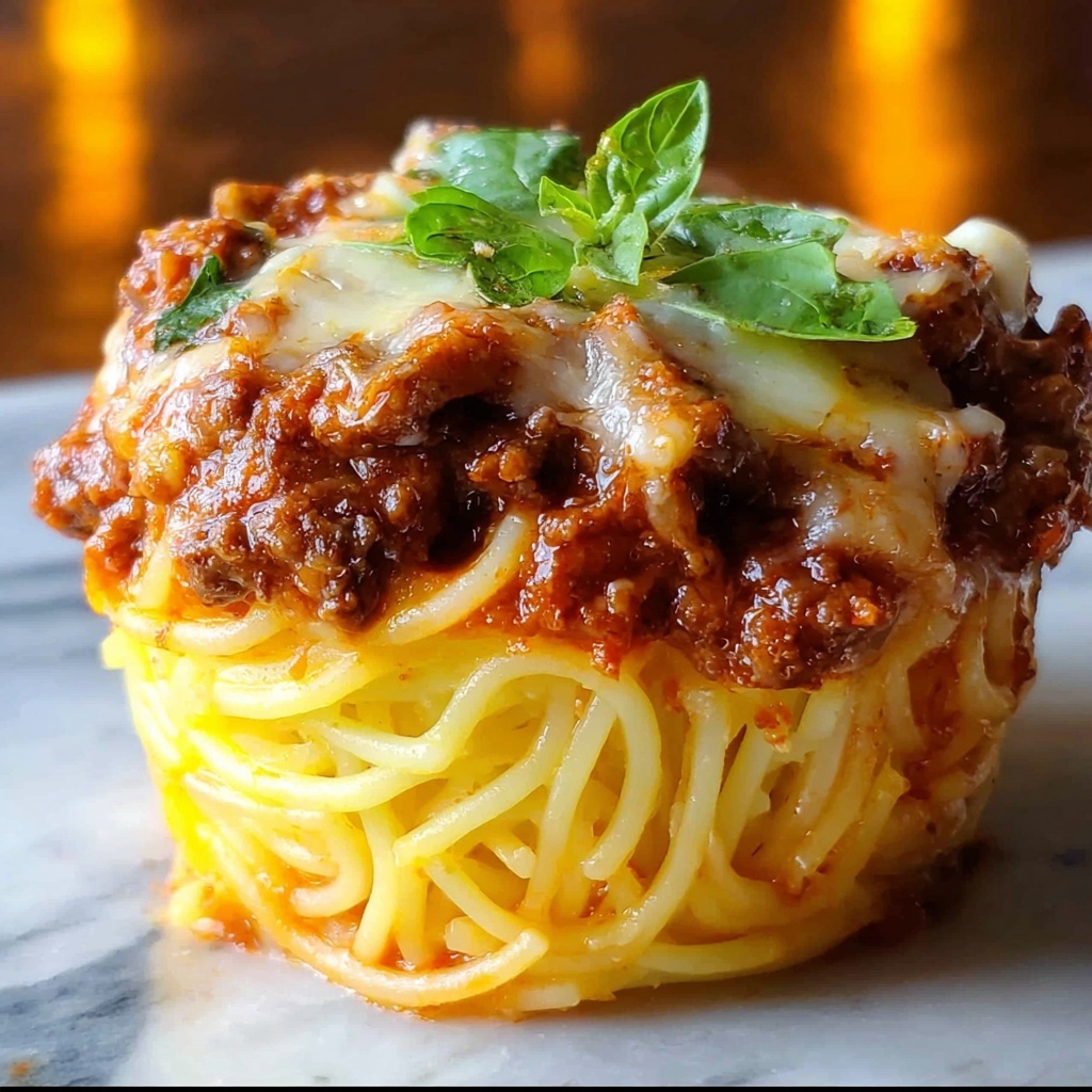Bolognese Spaghetti Bake Muffin Cups Recipe - Recipe Image