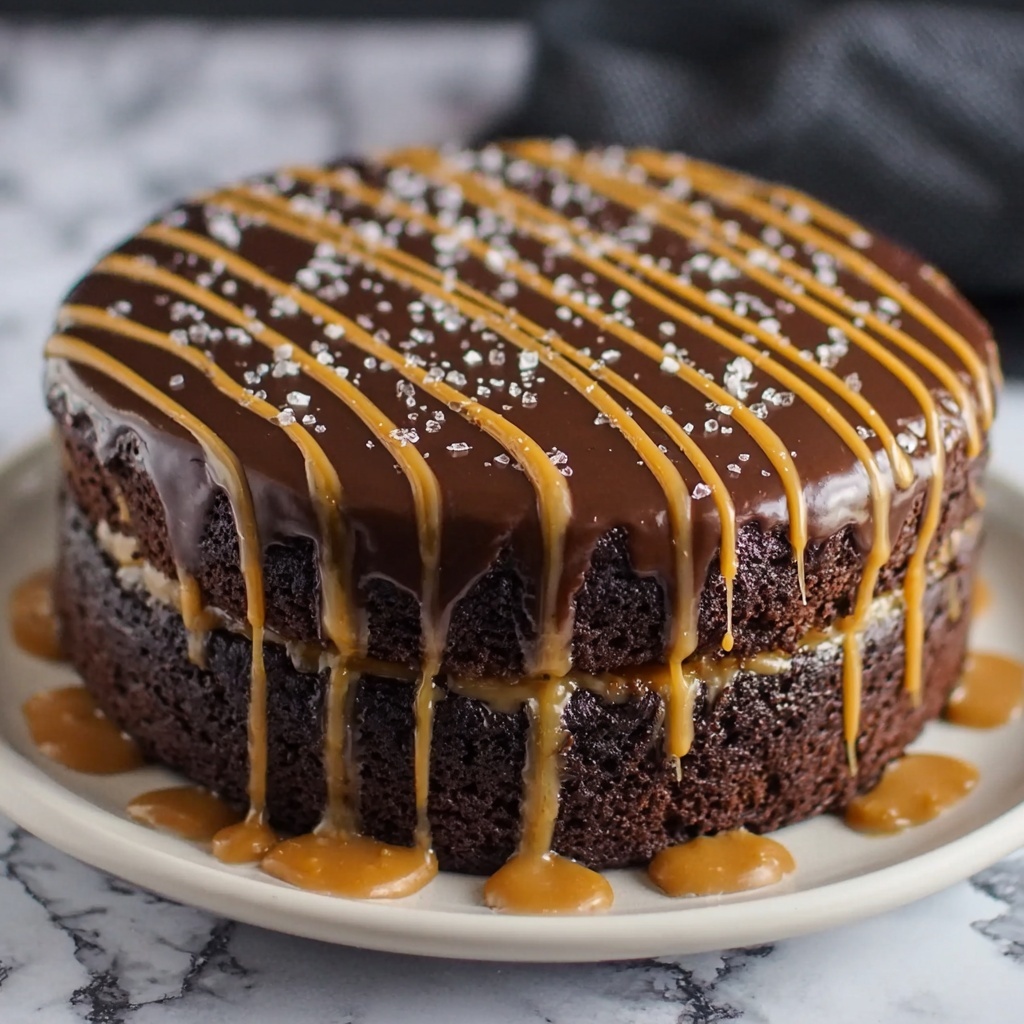 Salted Caramel Chocolate Fudge Cake Recipe - Recipe Image