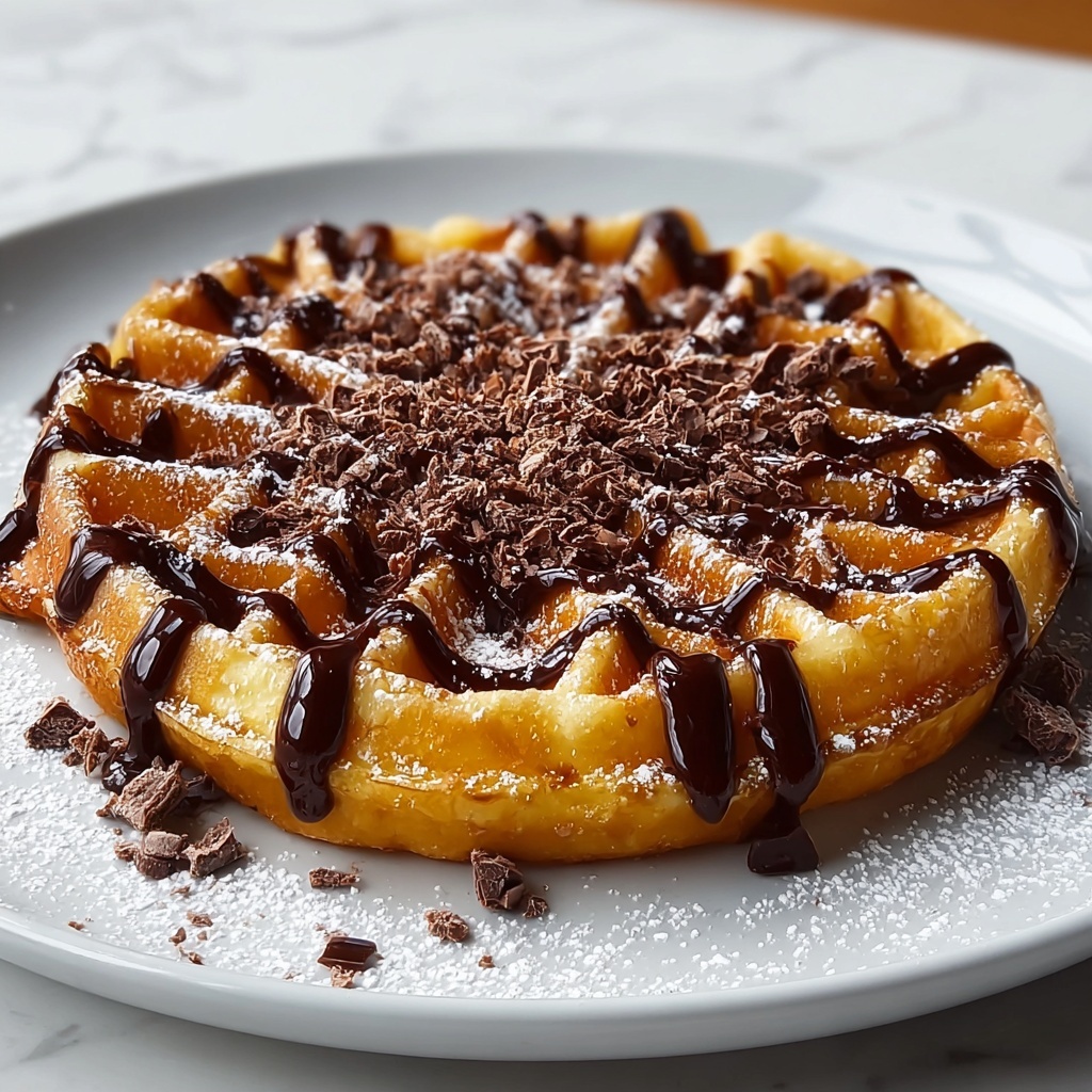 Crispy Homemade Funnel Cake with Chocolate Drizzle Recipe - Recipe Image
