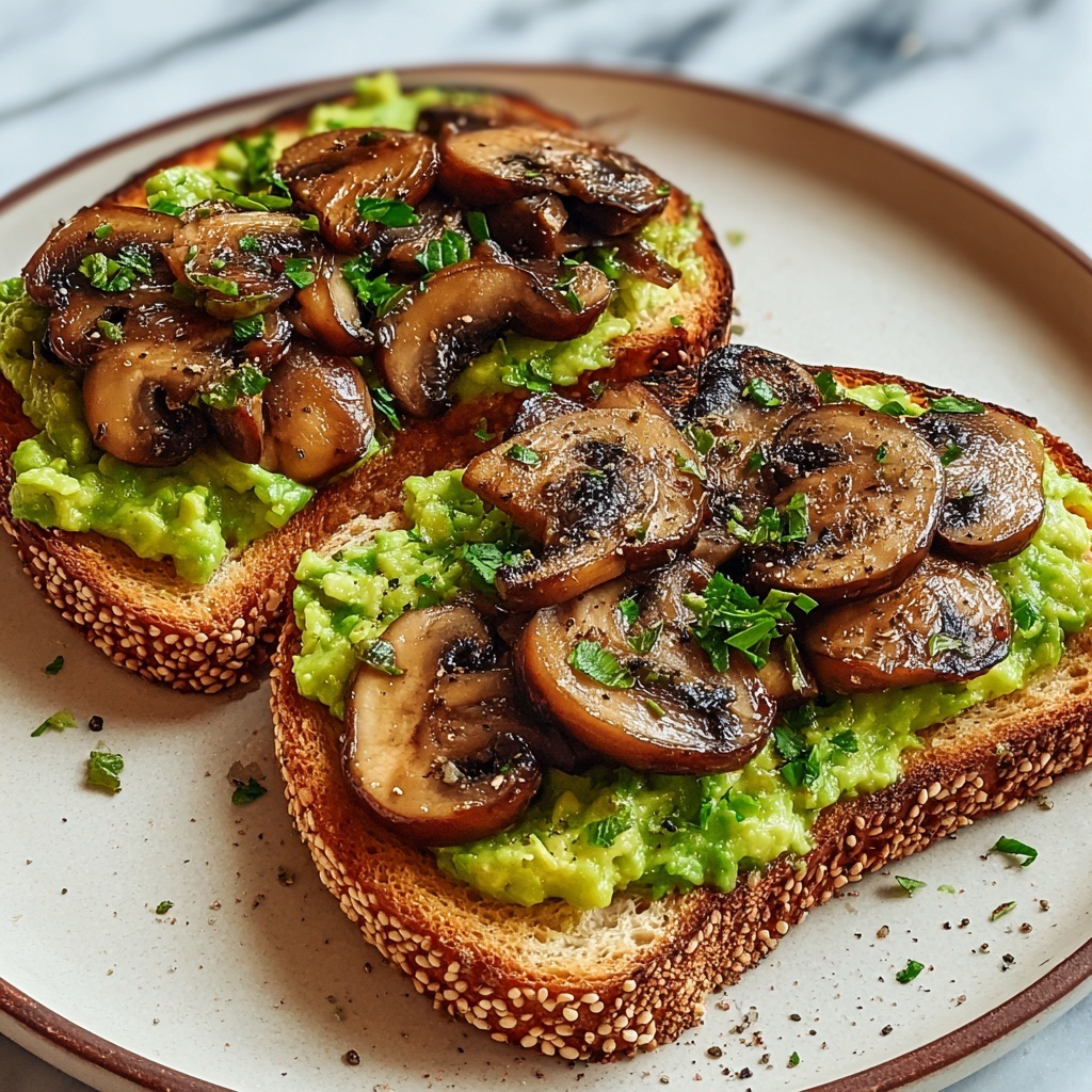 Garlicky Avocado Mushroom Toast Recipe - Recipe Image