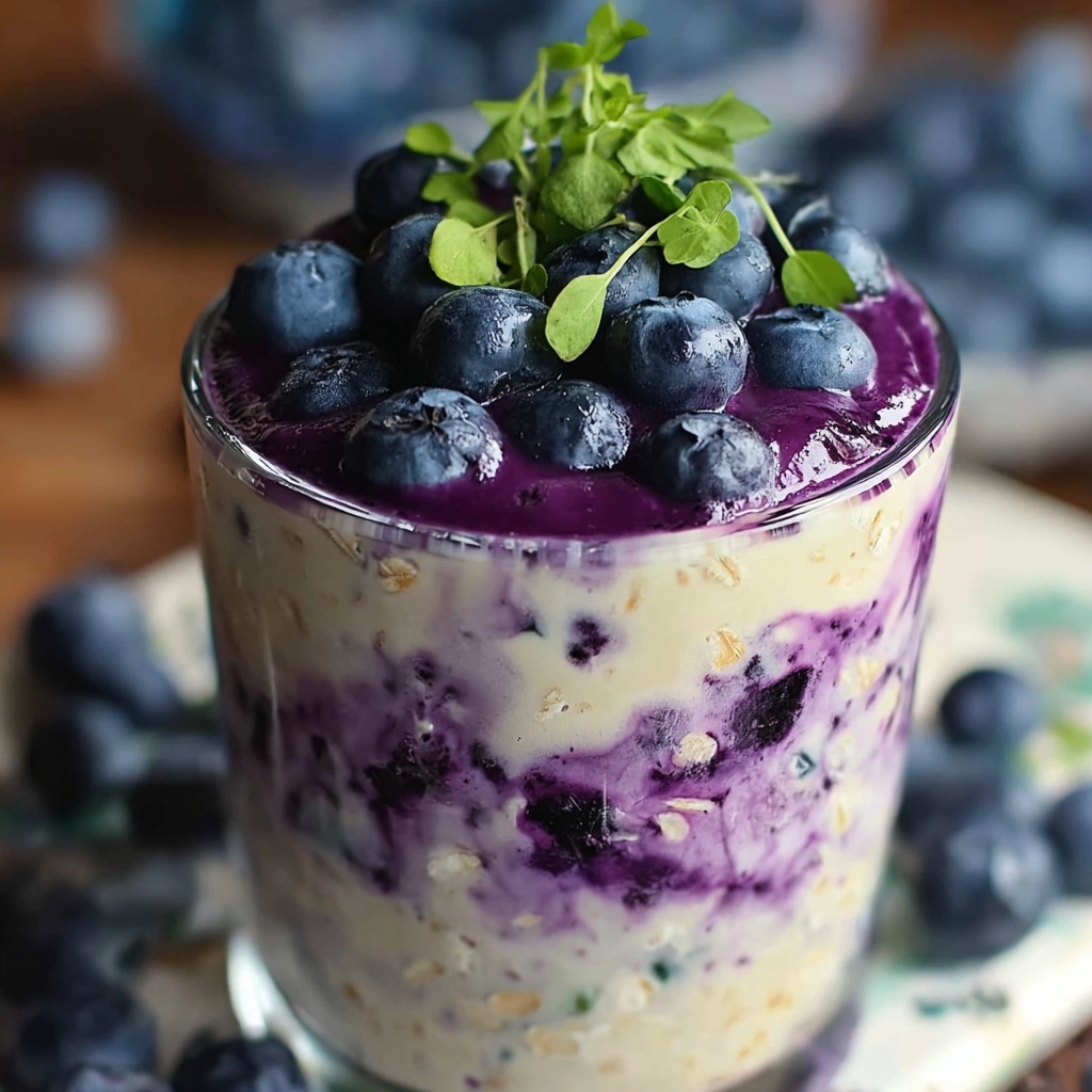 Blueberry Cheesecake Overnight Oats Recipe - Recipe Image