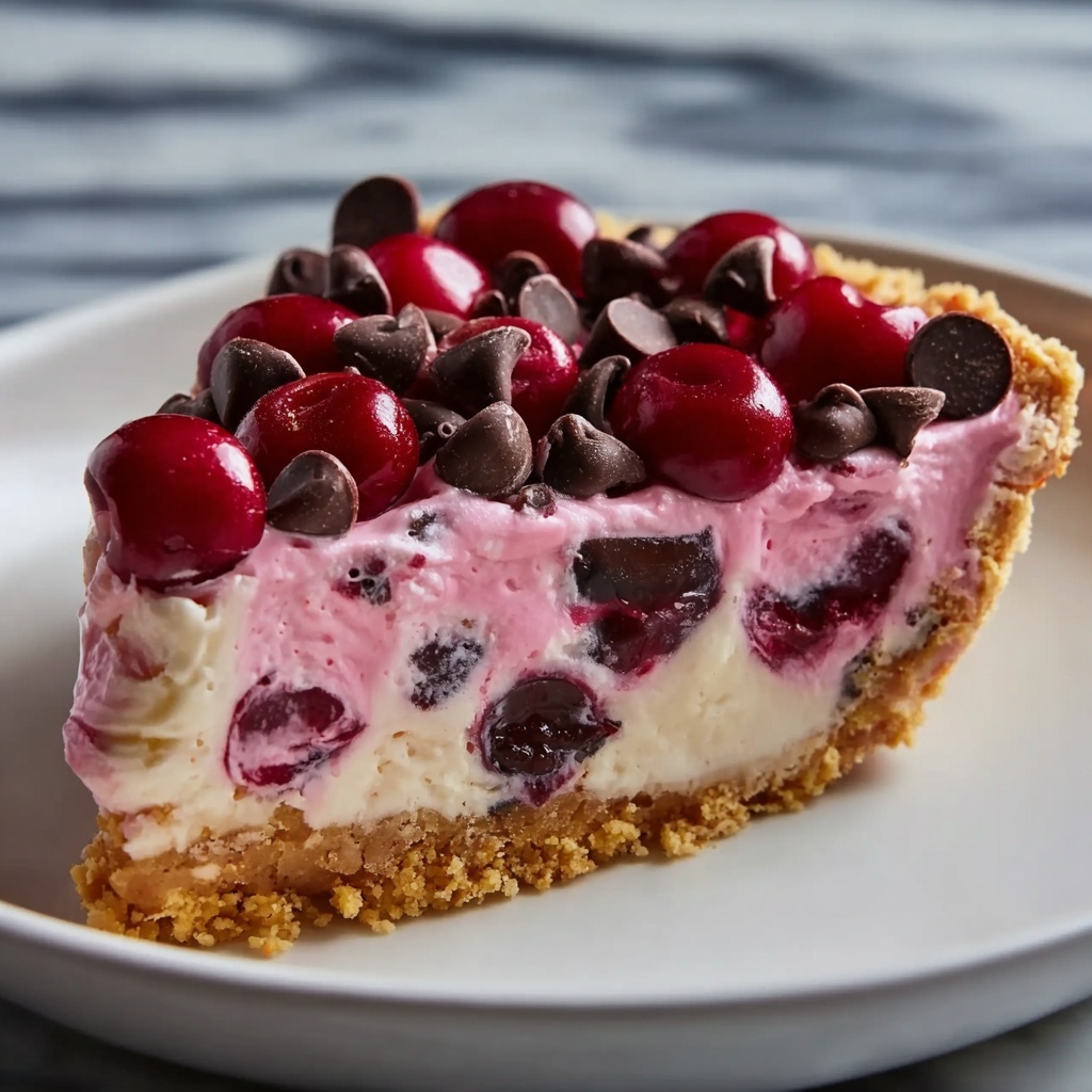 No-Bake Easy Cherry Chocolate Chip Pie Recipe - Recipe Image