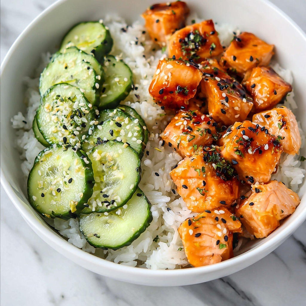 Teriyaki Salmon Bites with Avocado and Cucumber Salsa Recipe - Recipe Image