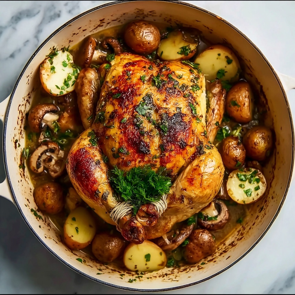 Creamy Lemon and Herb Pot Roasted Chicken Recipe - Recipe Image
