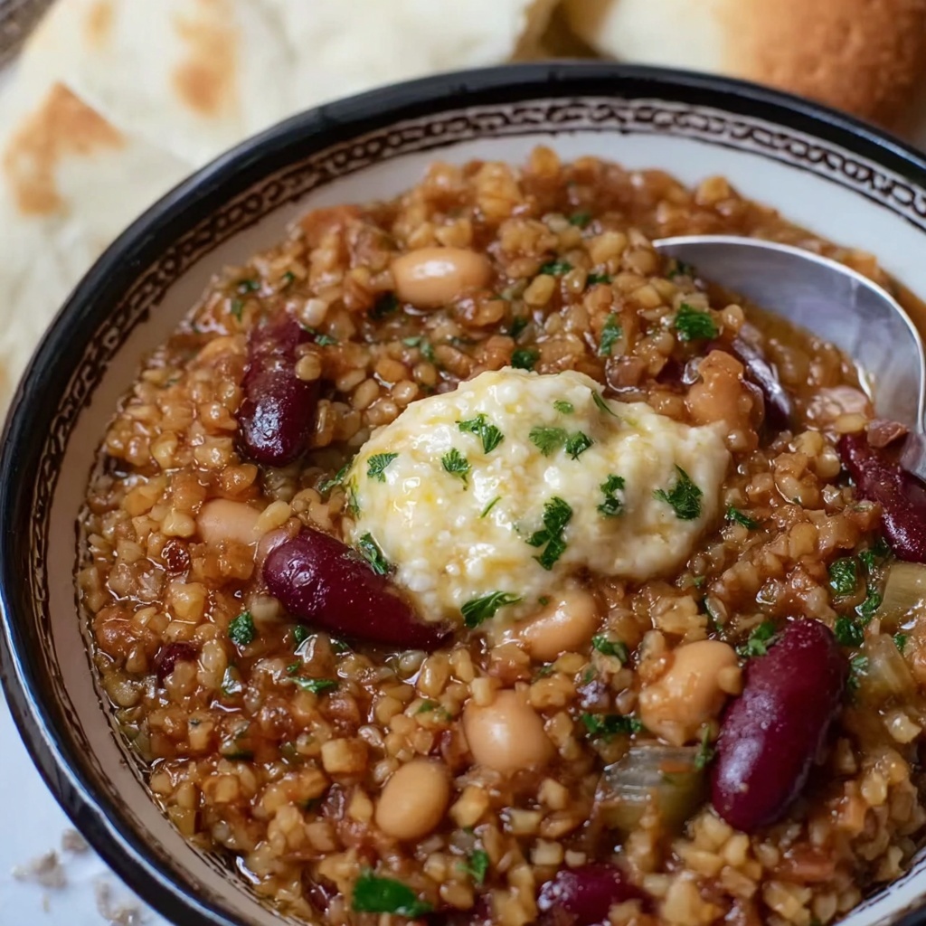 Mujaddara bi Fasolia: Lebanese Kidney Beans and Bulgur Stew Recipe - Recipe Image