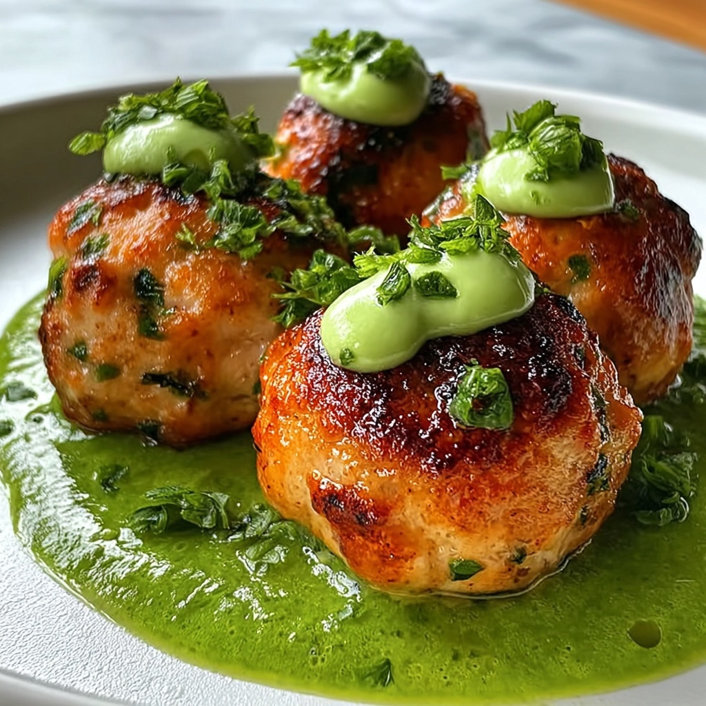 Baked Salmon Meatballs with Creamy Avocado Sauce Recipe - Recipe Image