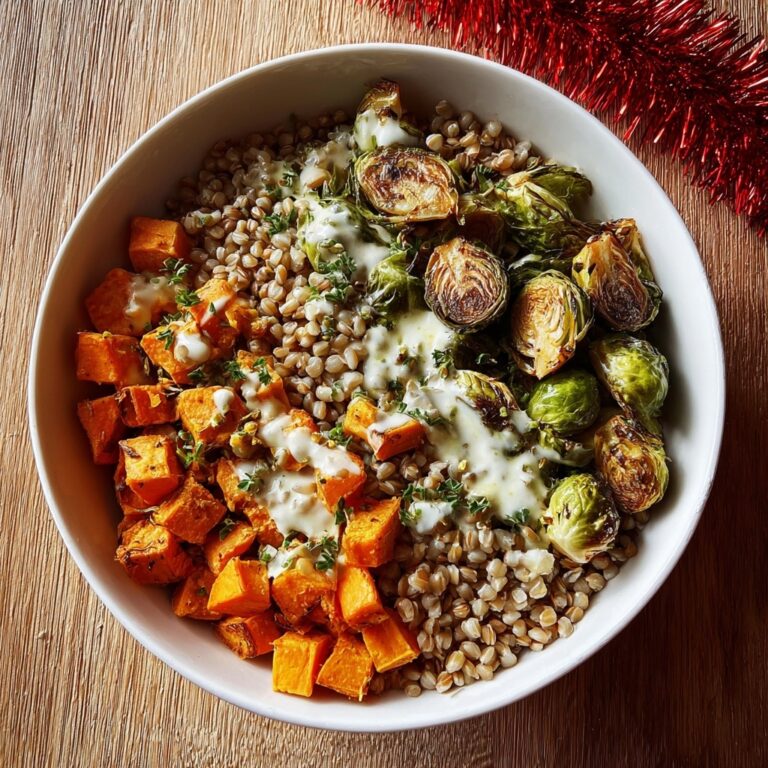 Brussels Sprouts and Sweet Potato Grain Bowl with Tahini Dressing Recipe