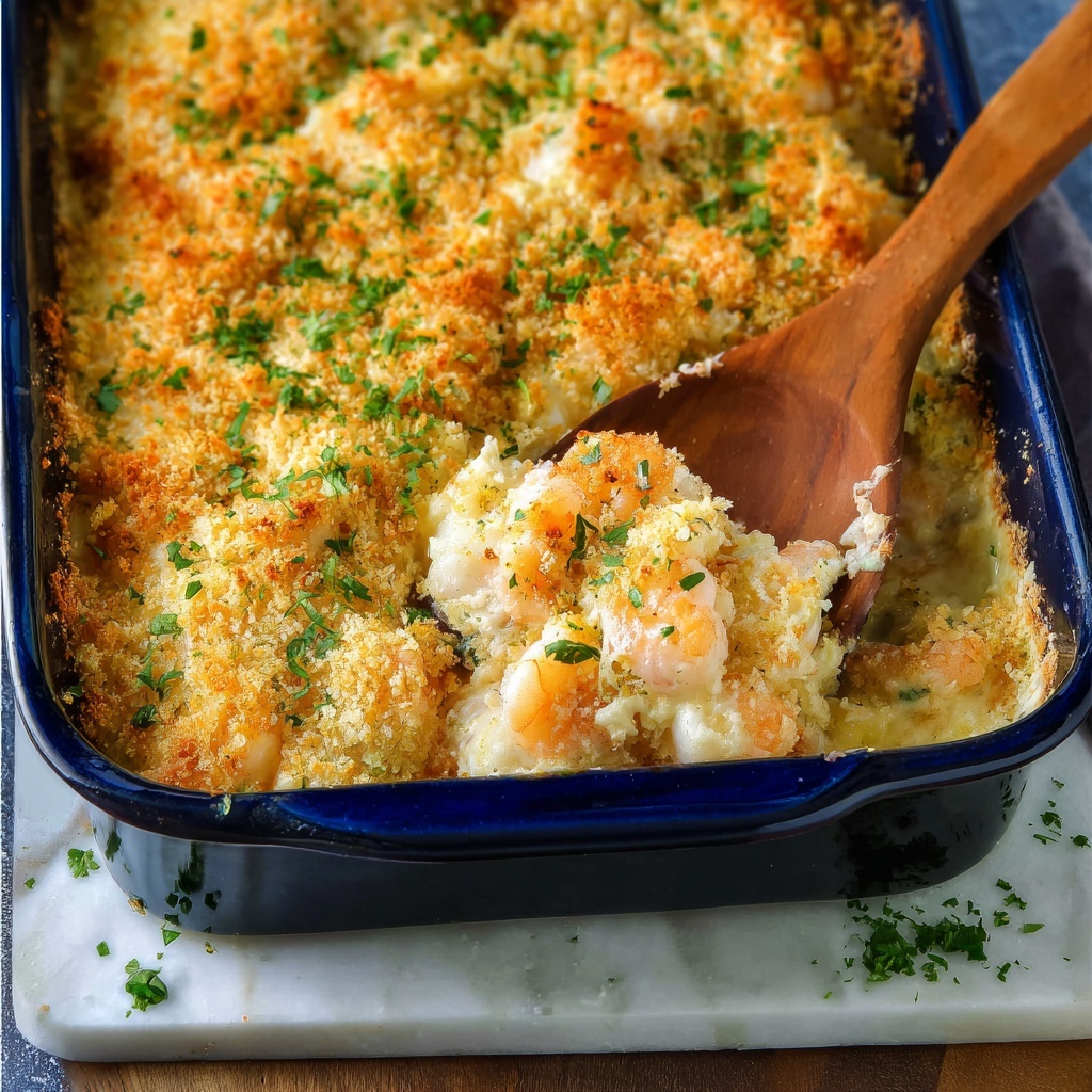 Shrimp Casserole with Cheesy Panko Topping Recipe - Recipe Image