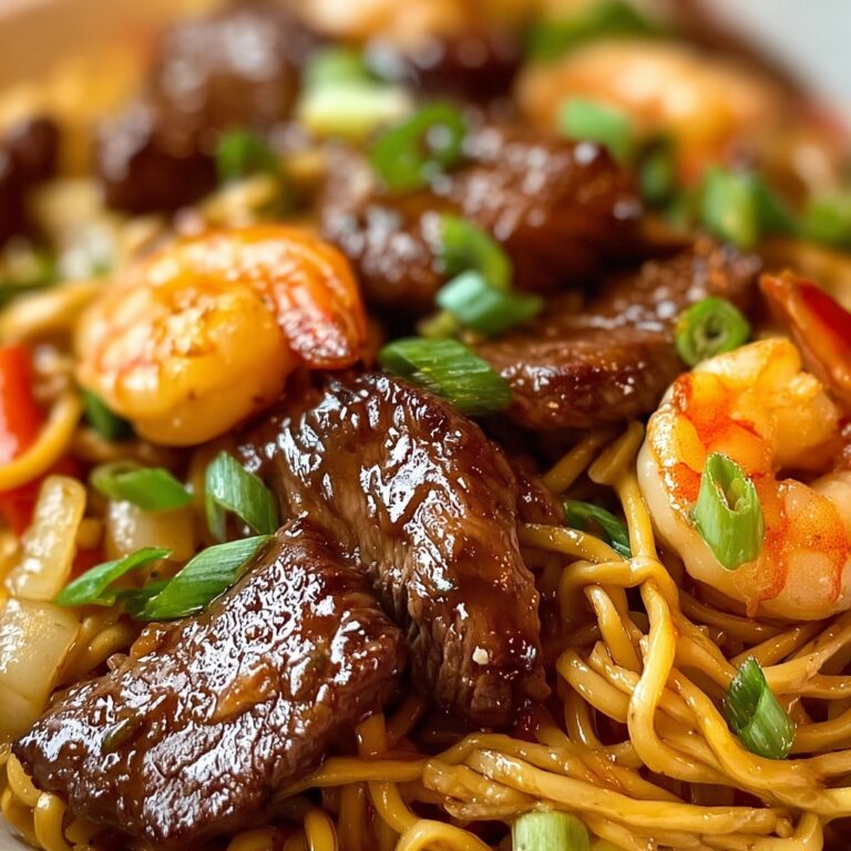 Garlic Butter Steak and Shrimp Stir-Fried Noodles Recipe