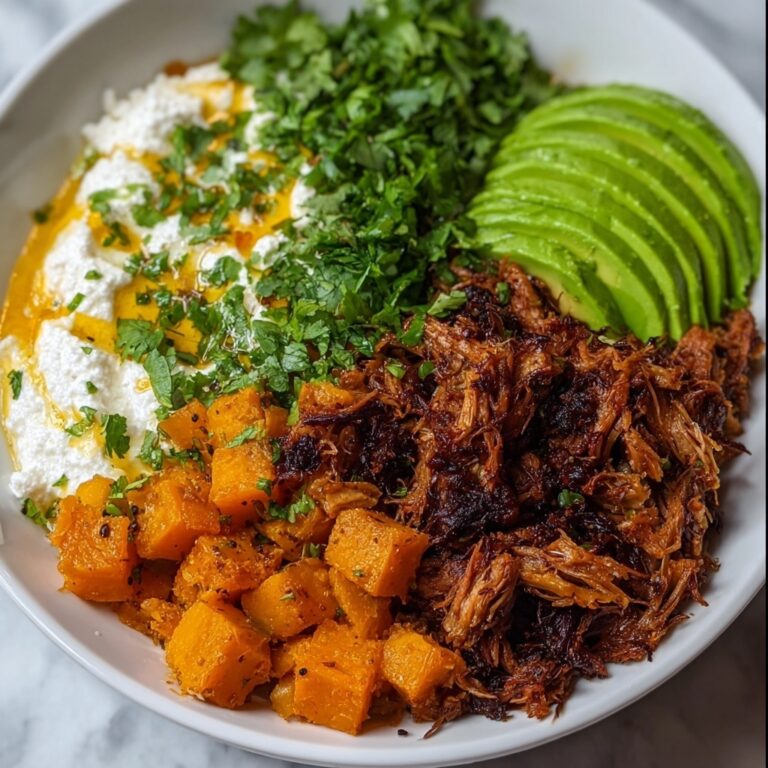 Tofu and Ground Beef Bowls with Sweet Potatoes, Cottage Cheese, and Hot Honey Recipe