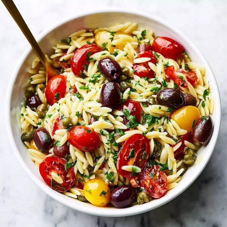 Orzo Pasta Salad with Cherry Tomatoes, Artichokes, Kalamata Olives, and Grilled Chicken Recipe