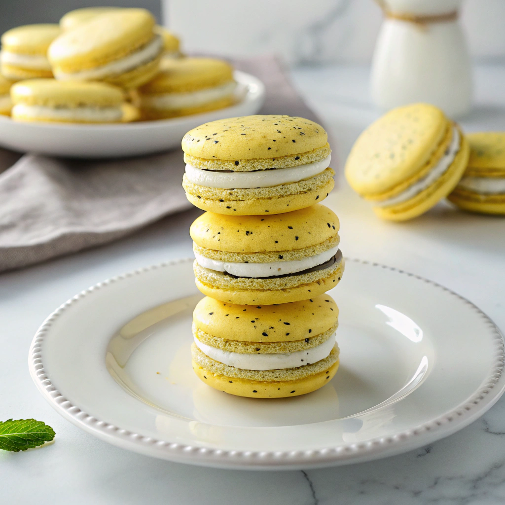 Lemon Poppy Seed Macarons Recipe - Recipe Image