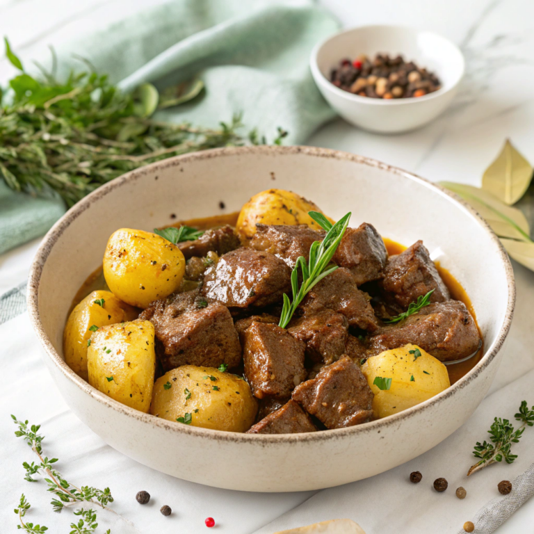 Slow Cooker Garlic Butter Beef Bites & Potatoes Recipe