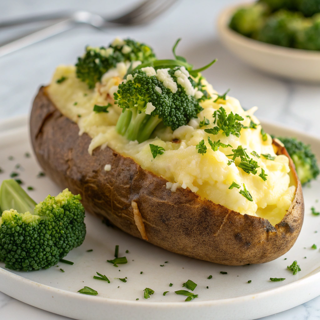 Broccoli Cheddar Baked Potatoes Recipe - Recipe Image