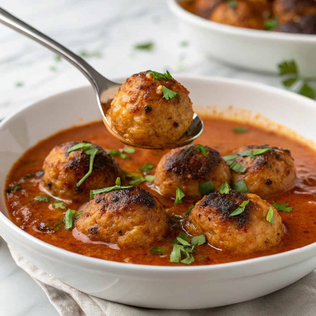Oven-Baked Chicken Meatballs with Parmesan and Herbs Recipe - Recipe Image