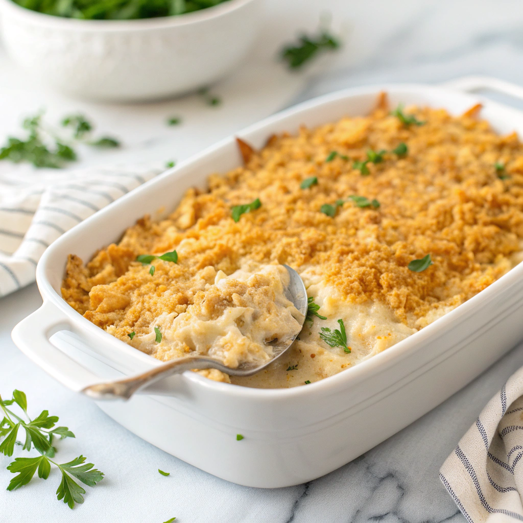 Creamy Ritz Cracker Chicken Casserole Recipe - Recipe Image