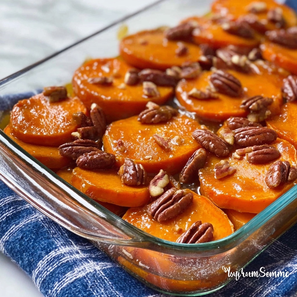 Candied Sweet Potatoes with Maple, Cinnamon, and Pecans Recipe - Recipe Image