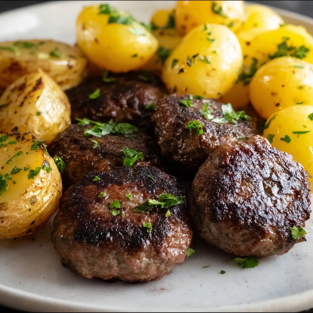 Mini Meat Patties with Pan-Fried Potatoes Recipe - Recipe Image
