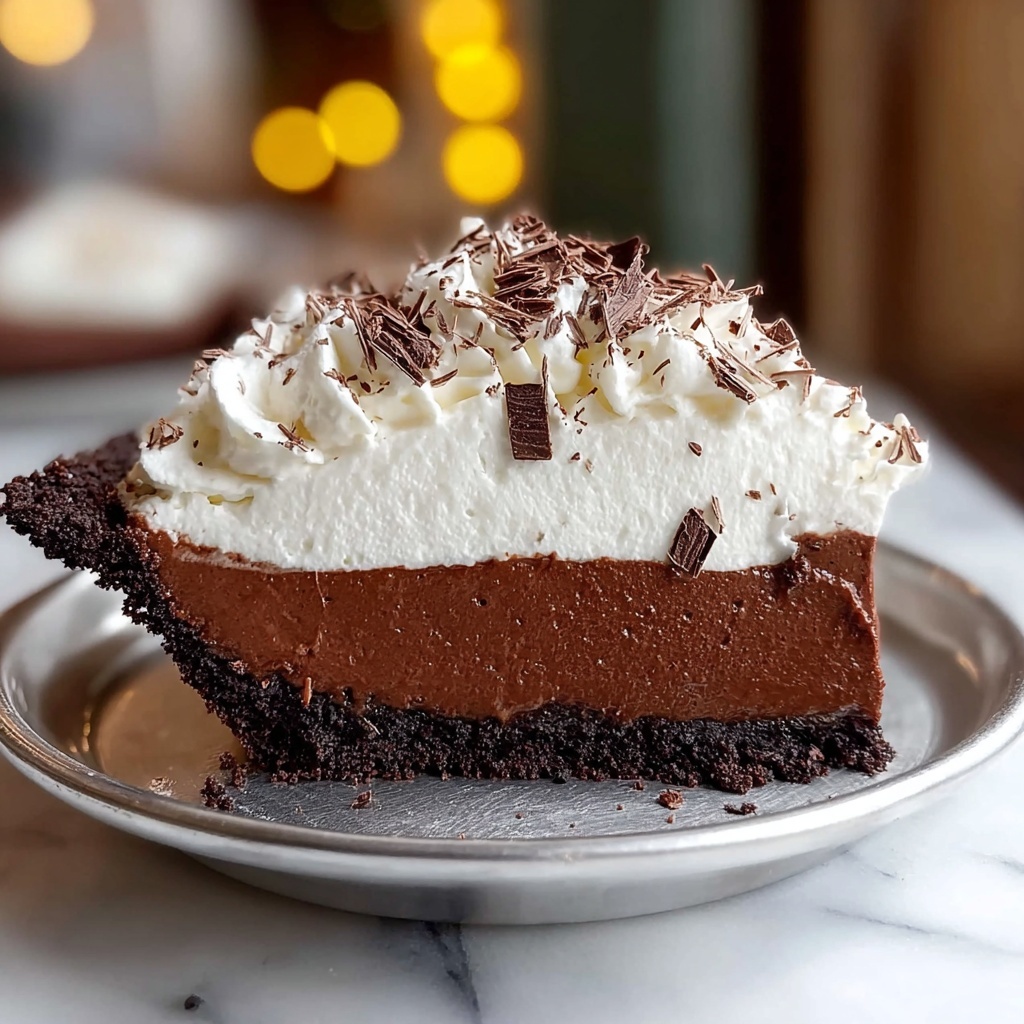Chocolate Mousse Pie with Oreo Crust and Chocolate Shavings Recipe - Recipe Image