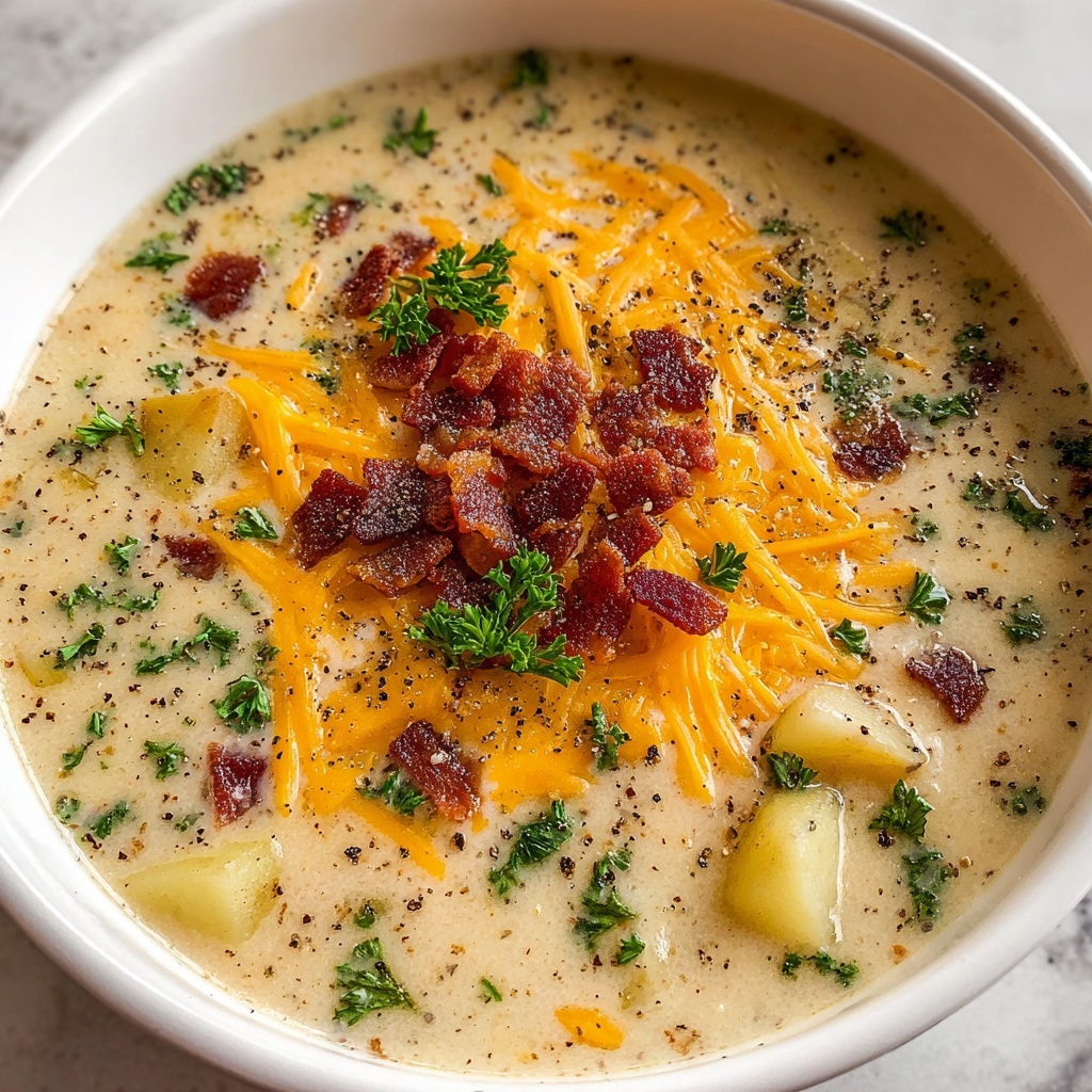 Crockpot Potato Soup with Bacon, Cheddar, and Fresh Parsley Recipe - Recipe Image