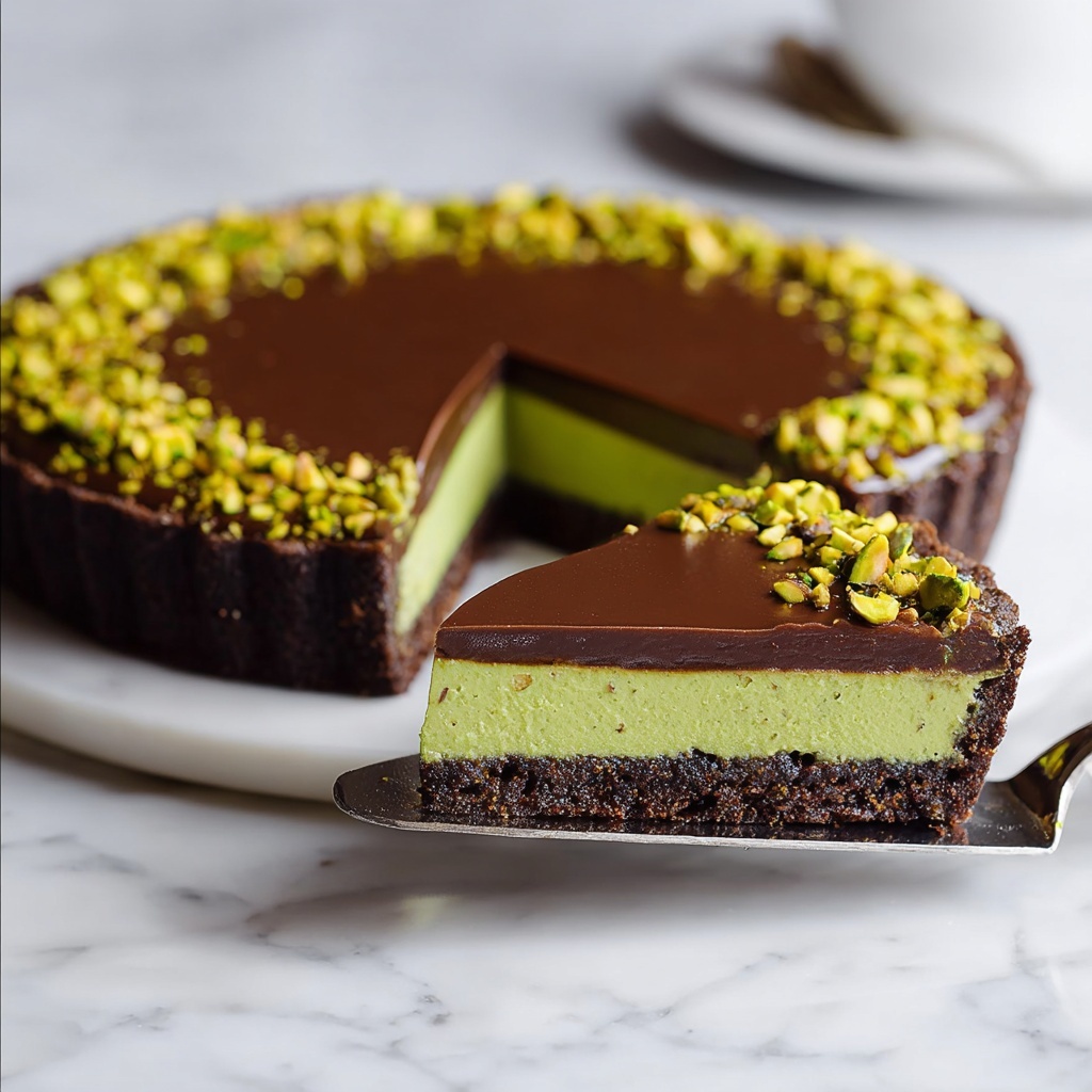 No-Bake Chocolate Tart with Pistachio Paste Recipe - Recipe Image