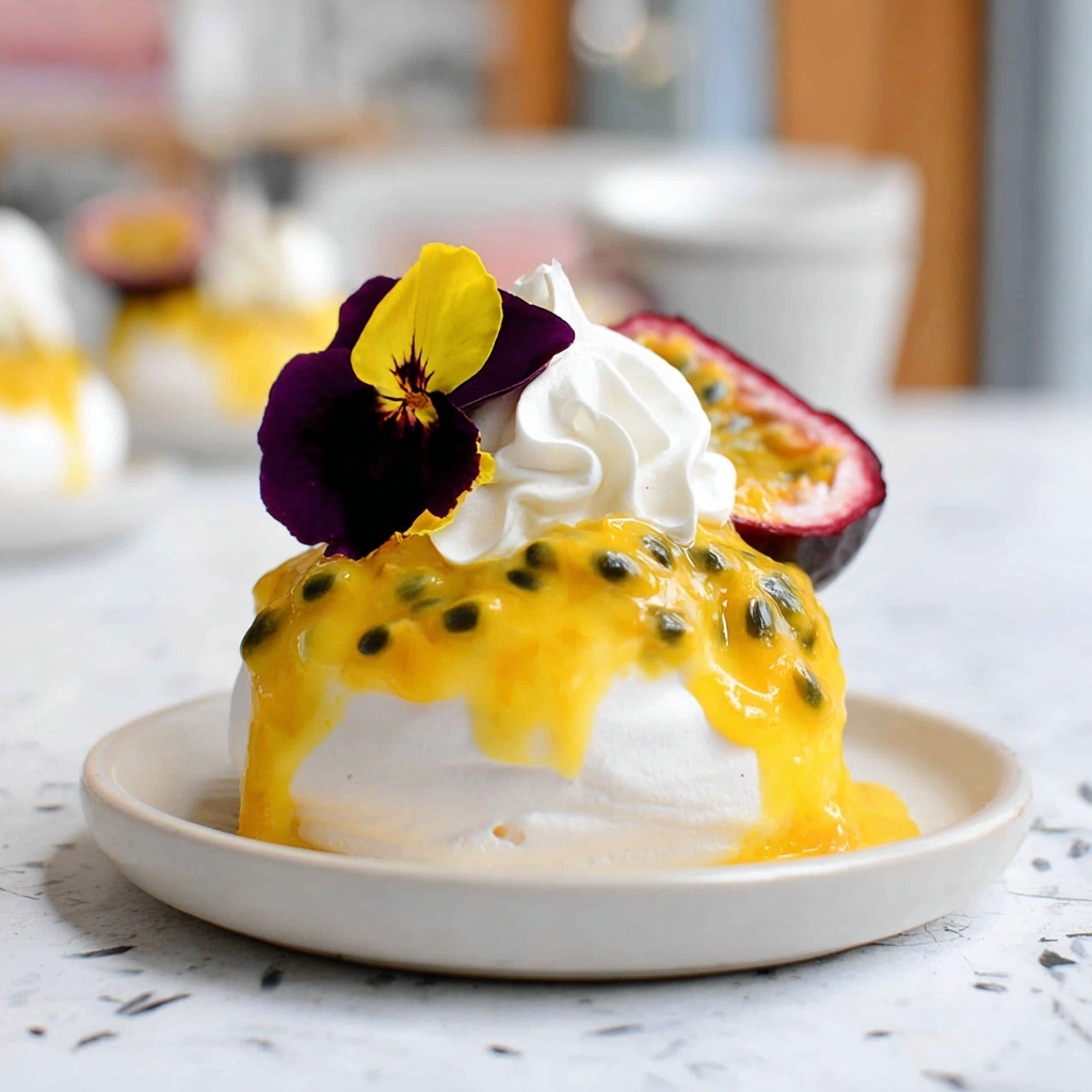 Vegan Meringue with Passion Fruit Curd Recipe - Recipe Image