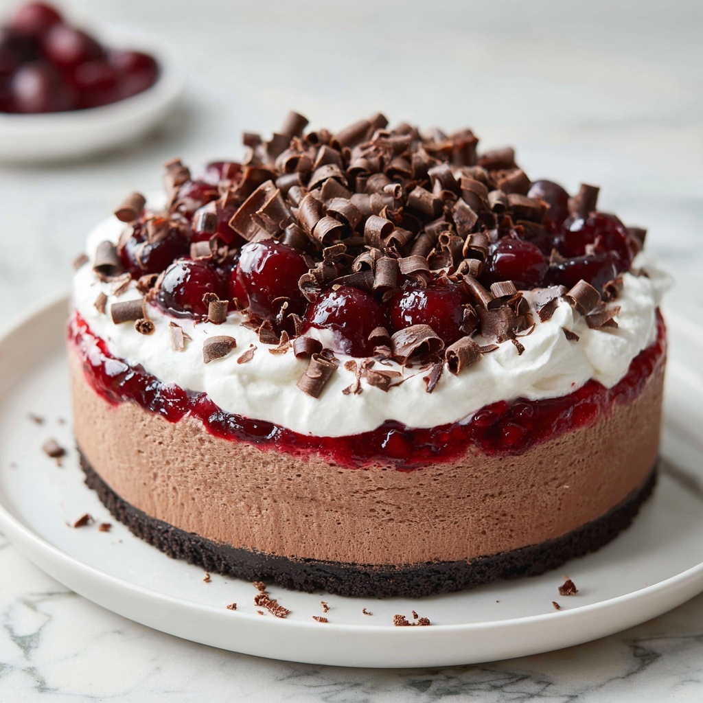 No Bake Vegan Black Forest Cheesecake Recipe - Recipe Image