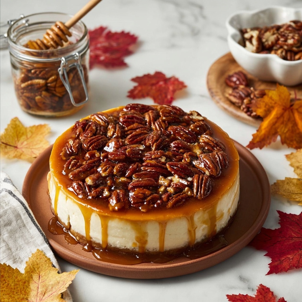 No Bake Vegan Caramel Pecan Cheesecake Recipe - Recipe Image