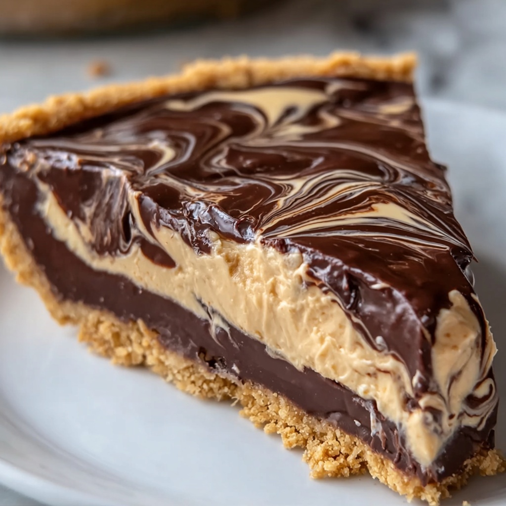 No-Bake Chocolate Peanut Butter Swirl Pie Recipe - Recipe Image