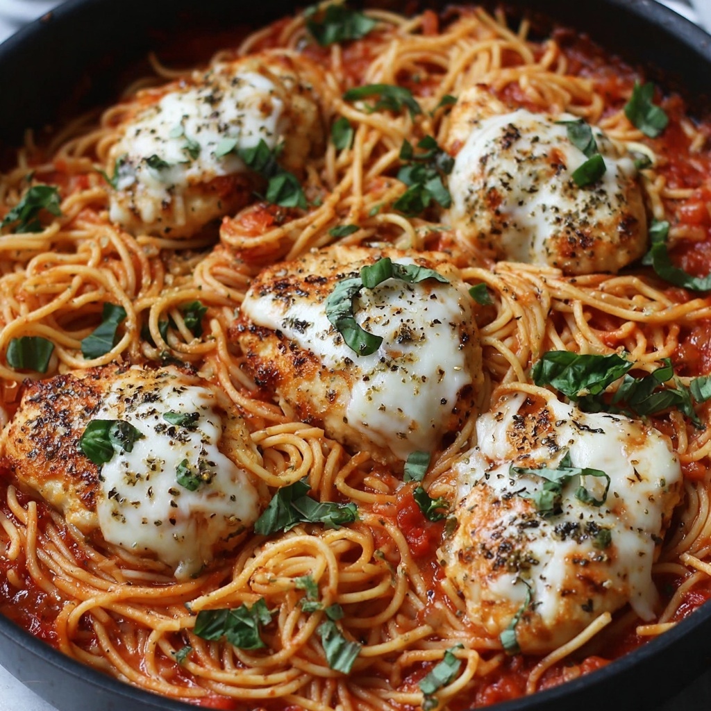 One-Pot Chicken Parmesan Pasta Recipe - Recipe Image