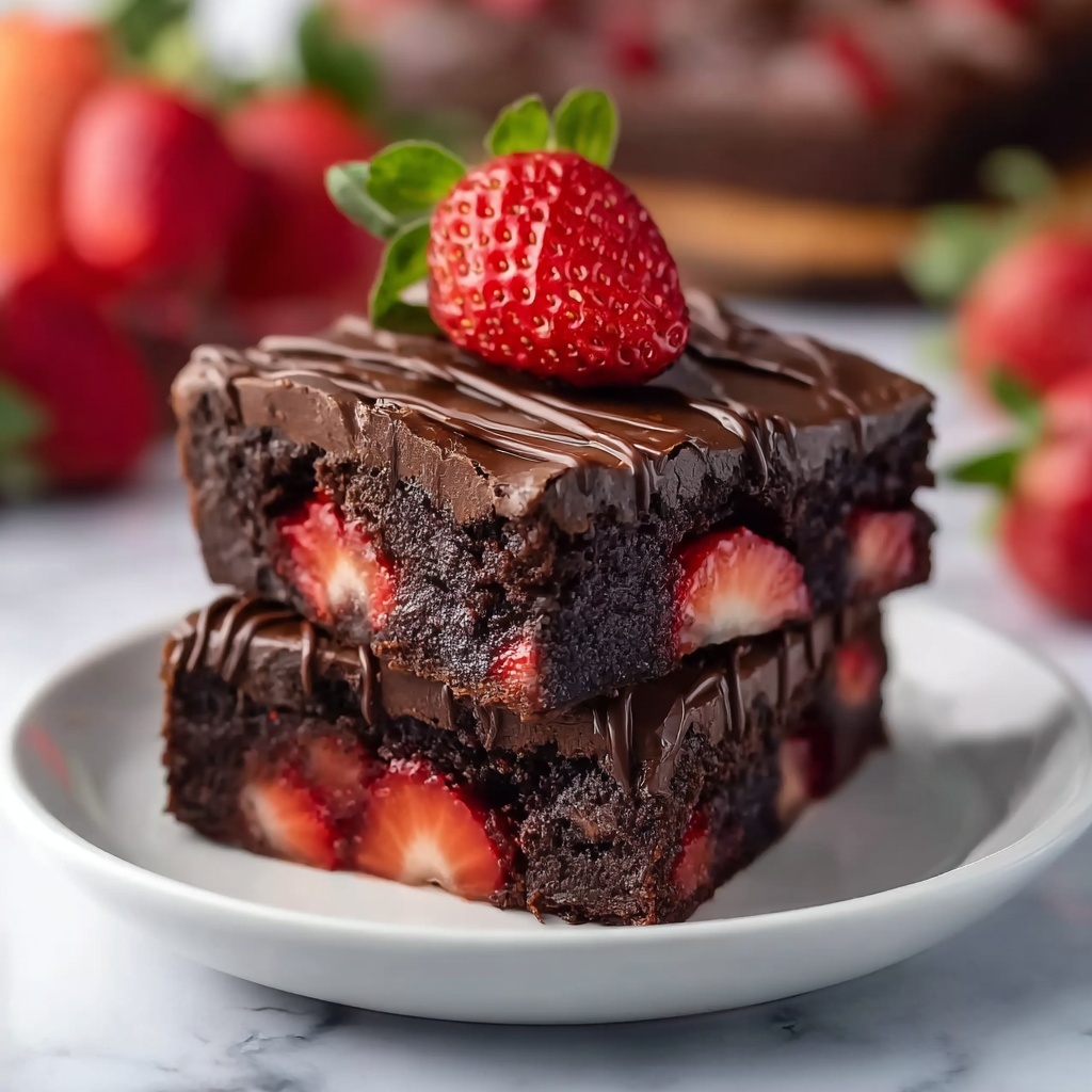 Chocolate-Dipped Strawberry Brownies Recipe - Recipe Image