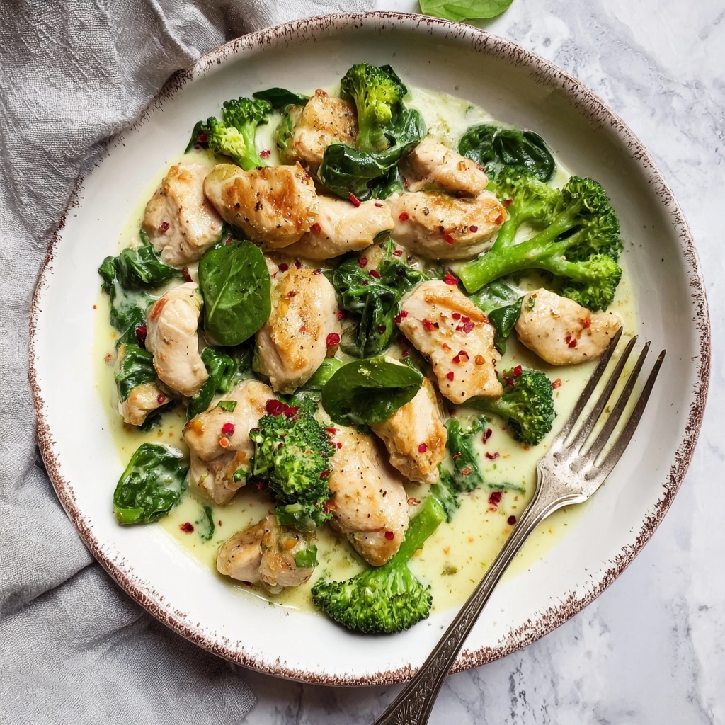 Garlic Chicken with Broccoli, Spinach, and Cream Cheese Recipe - Recipe Image