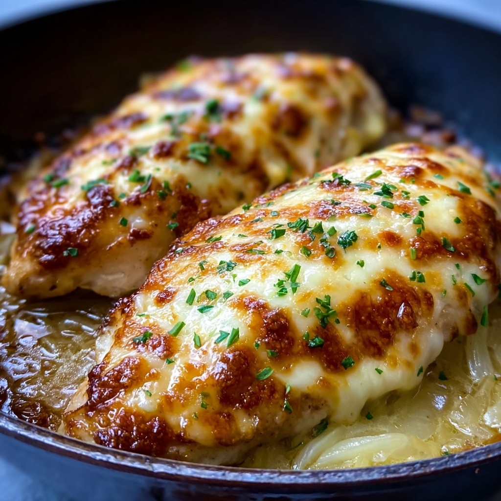 Easy One Pan French Onion Stuffed Chicken Recipe - Recipe Image