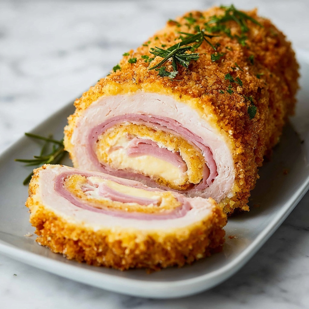 Chicken Cordon Bleu Meatloaf with Parmesan Sauce Recipe - Recipe Image